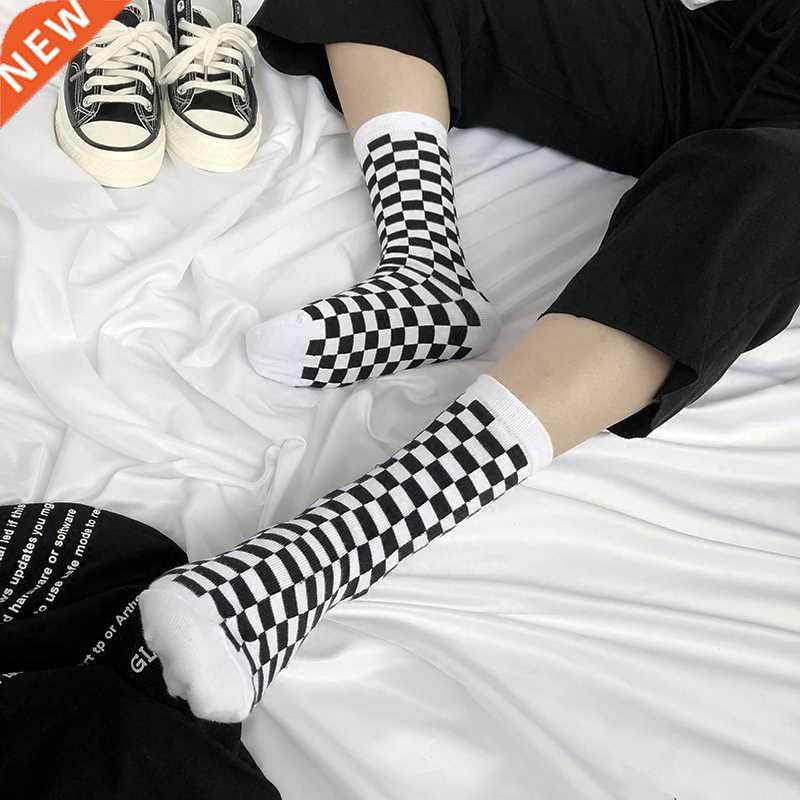 korea funky harajuku nd women checkerboard socks geometrc c