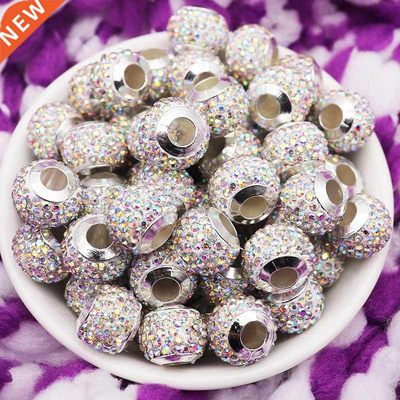 20pcs new assorted color luxury rhinestone large hole spacer