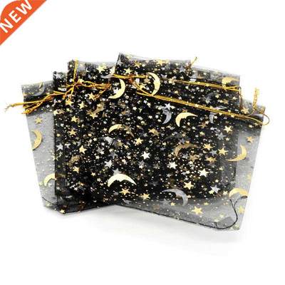 50pcs Gauze bag star-moon black bags 9*12cm special design o