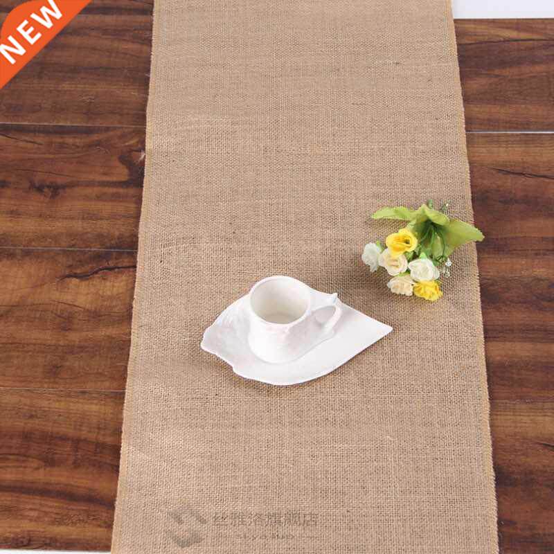 hazy vintage natural burlap jute linen table runner wedding