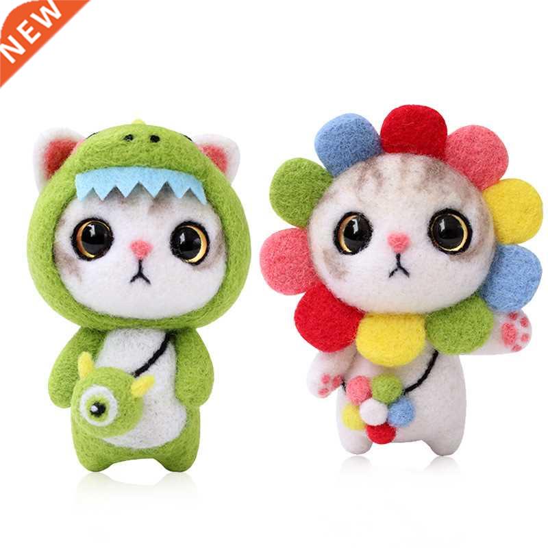 creative handmade pets toy doll wool felt needle poked kitti