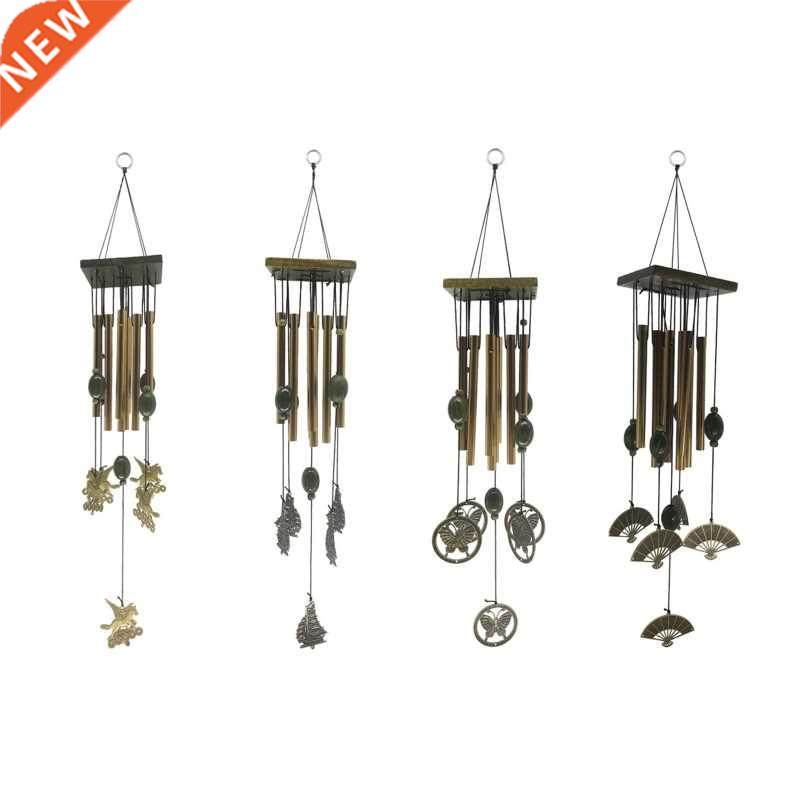 wood square block metal aluminum tube wind chime vintage win