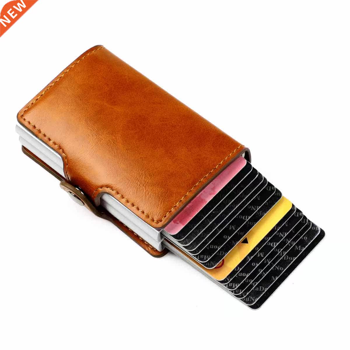 new men rfid anti-theft cd holders women genuine leather w