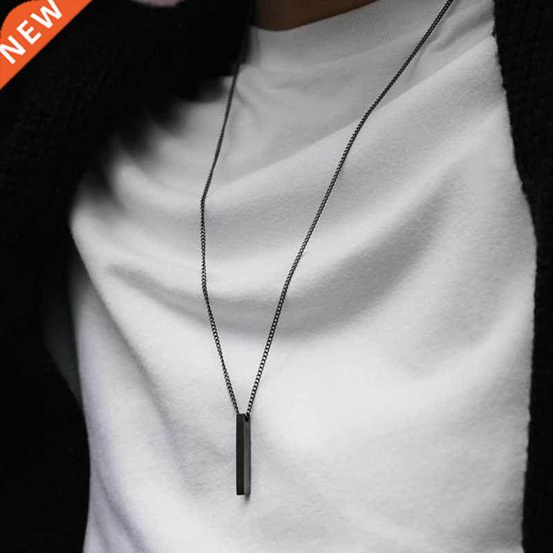 hot classic rectangle pendant necklace men stainless steel b