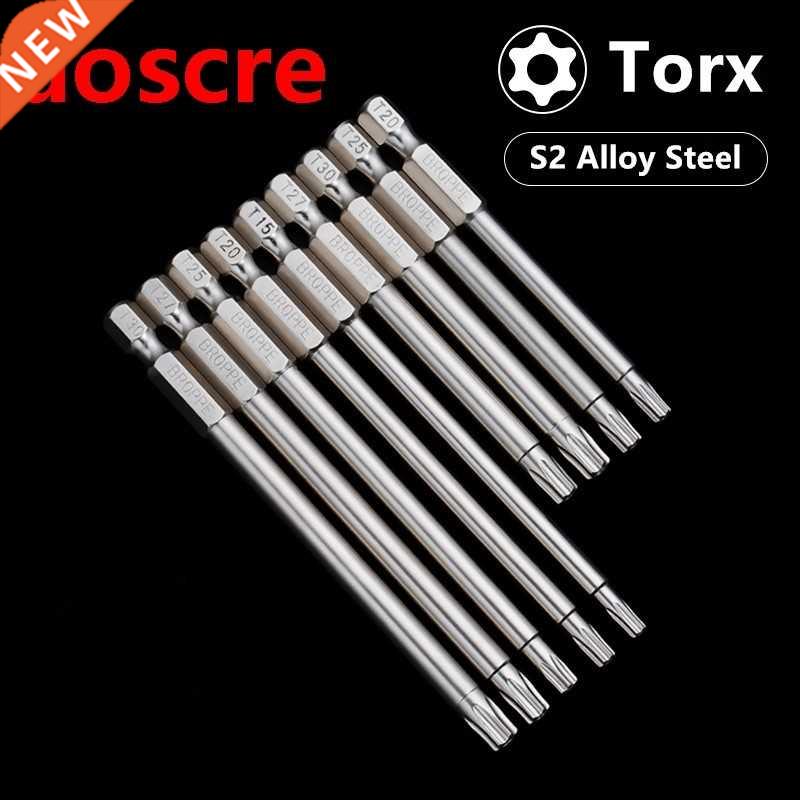Broppe 10pcs S2 Alloy Steel T6-T40 75/100mm Magnetic Torx Sc