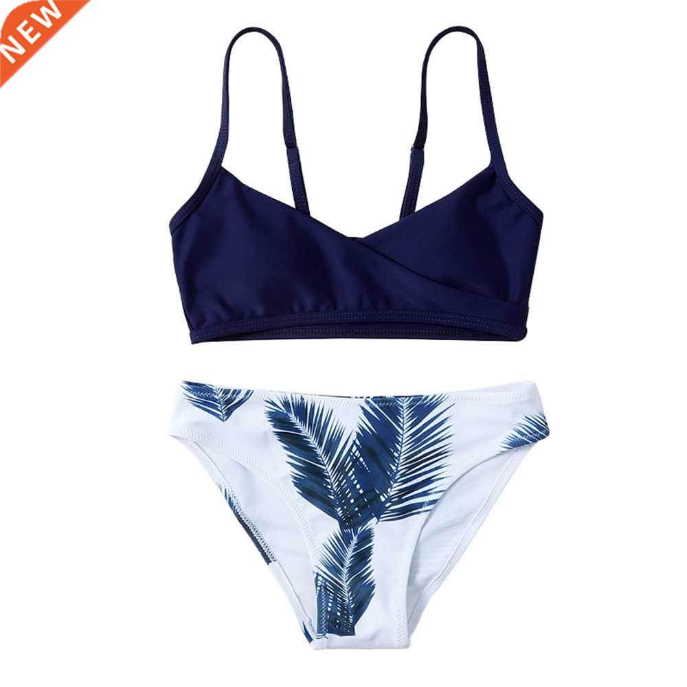 leaf print girls kids swimwear swimsuit 2022 summer girl adj