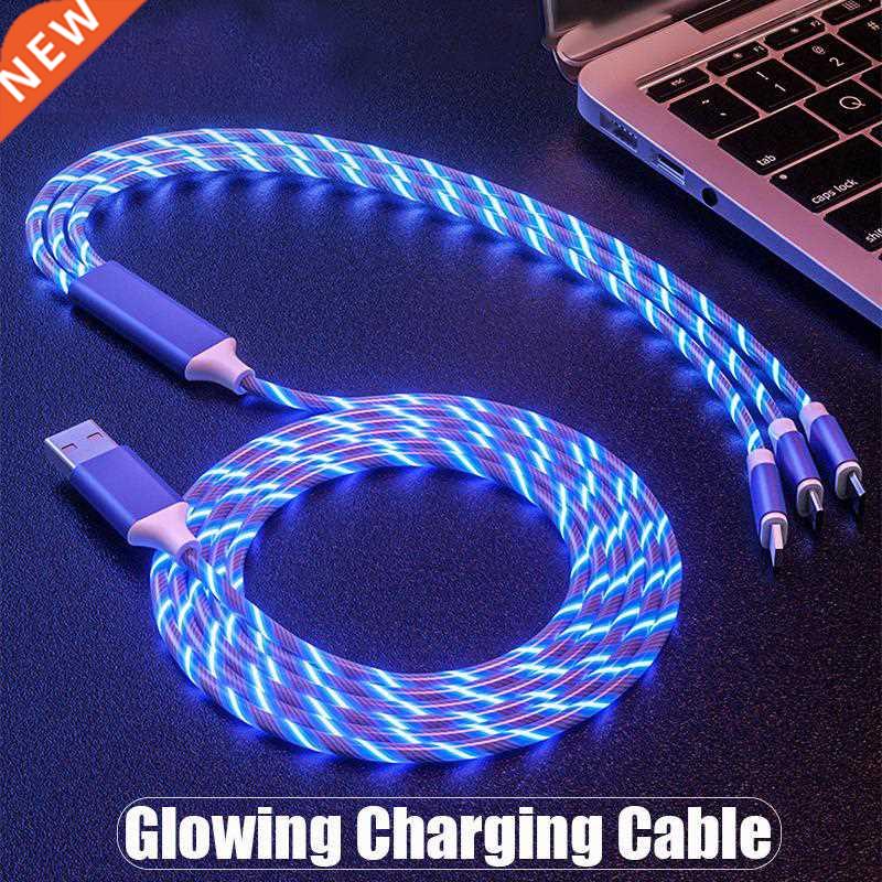 LED Luminous Micro USB Type C Glowing Charging Cable 3 in 1