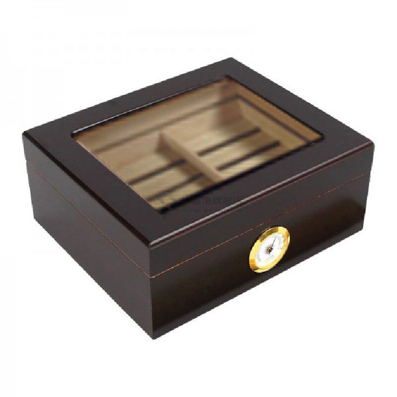 GLASS TOP HUMDOR WOOD SPANSH CEDAR CGAR STORAGE HUMDOR