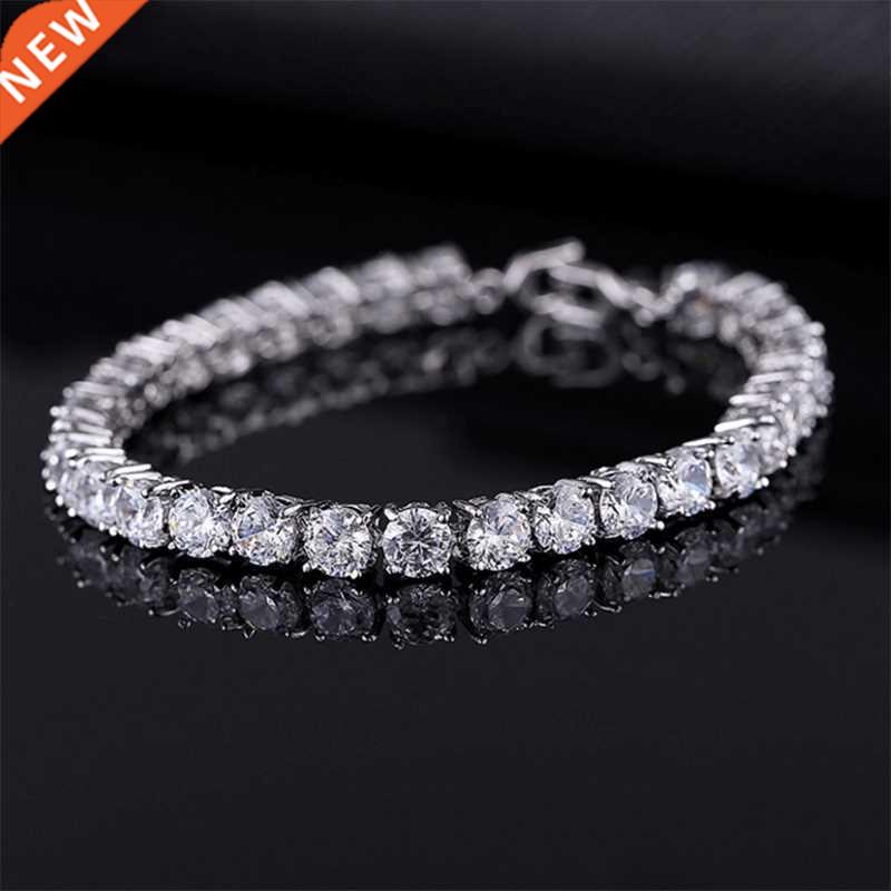 Luxury 4mm Cubic Zirconia Tennis Bracelets Iced Out Chain Cr