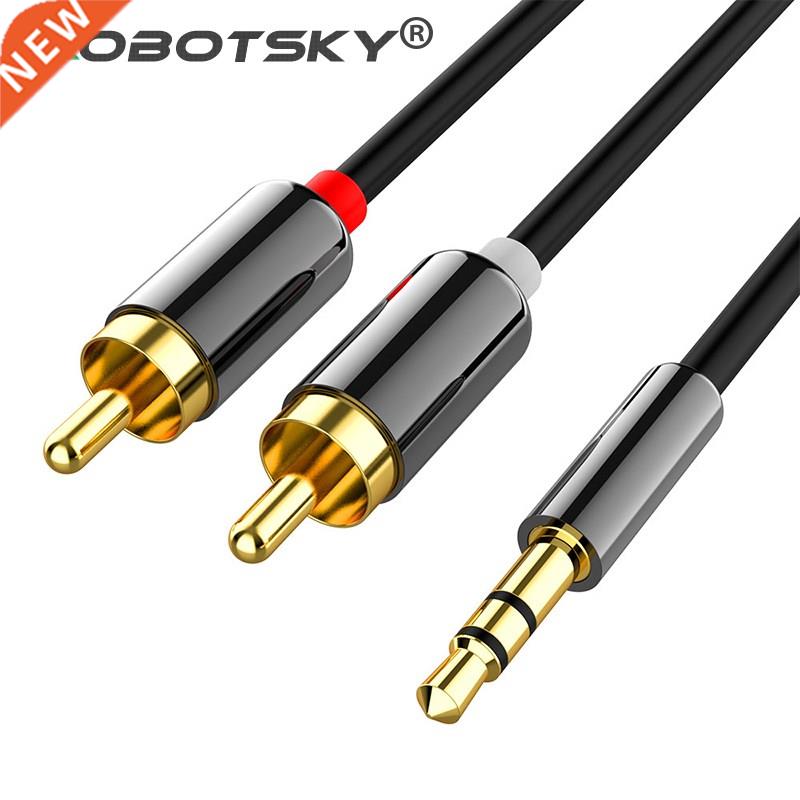 NEW Audio Cable 2RCA to 3.5 Audio Car Cable for Amplifier P