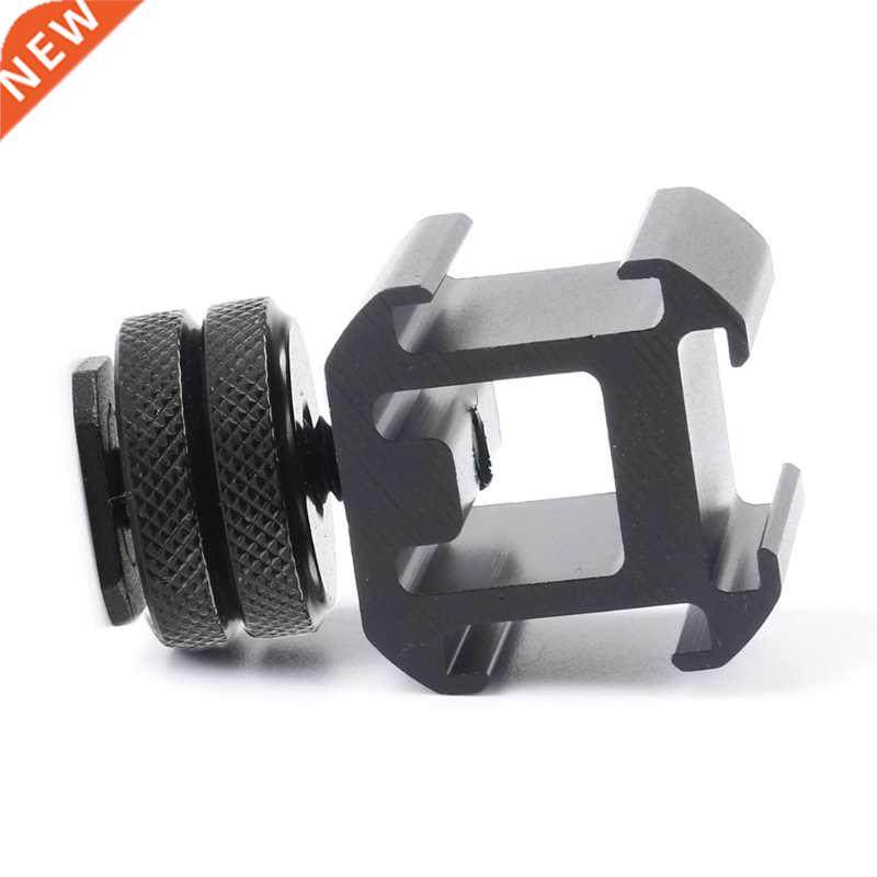 triple hot shoe mount adapter dual screws bracket stand hold
