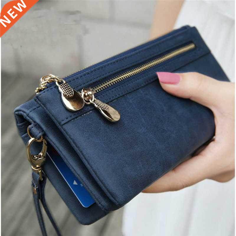 big capacity womens wallets dull polish leather wallet