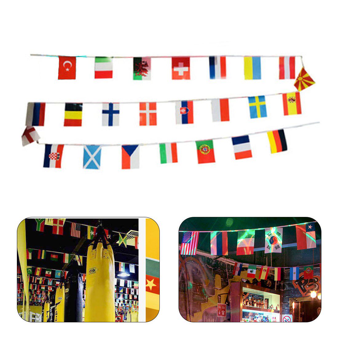 24 football string flag european bunting flags for home gard