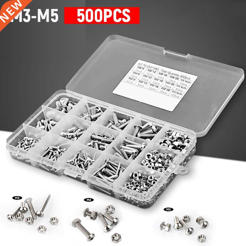 500pcs Bolts and Nuts Combination Set 04 Stainless Steel Th