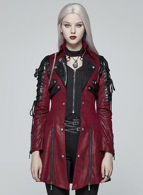 PUNKRAVE蒸汽朋克皮衣外套哥特式帅气女款大衣机车酷帅中长款风衣