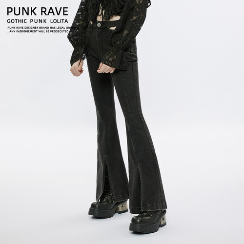 喇叭裤开叉牛仔裤修身2022年