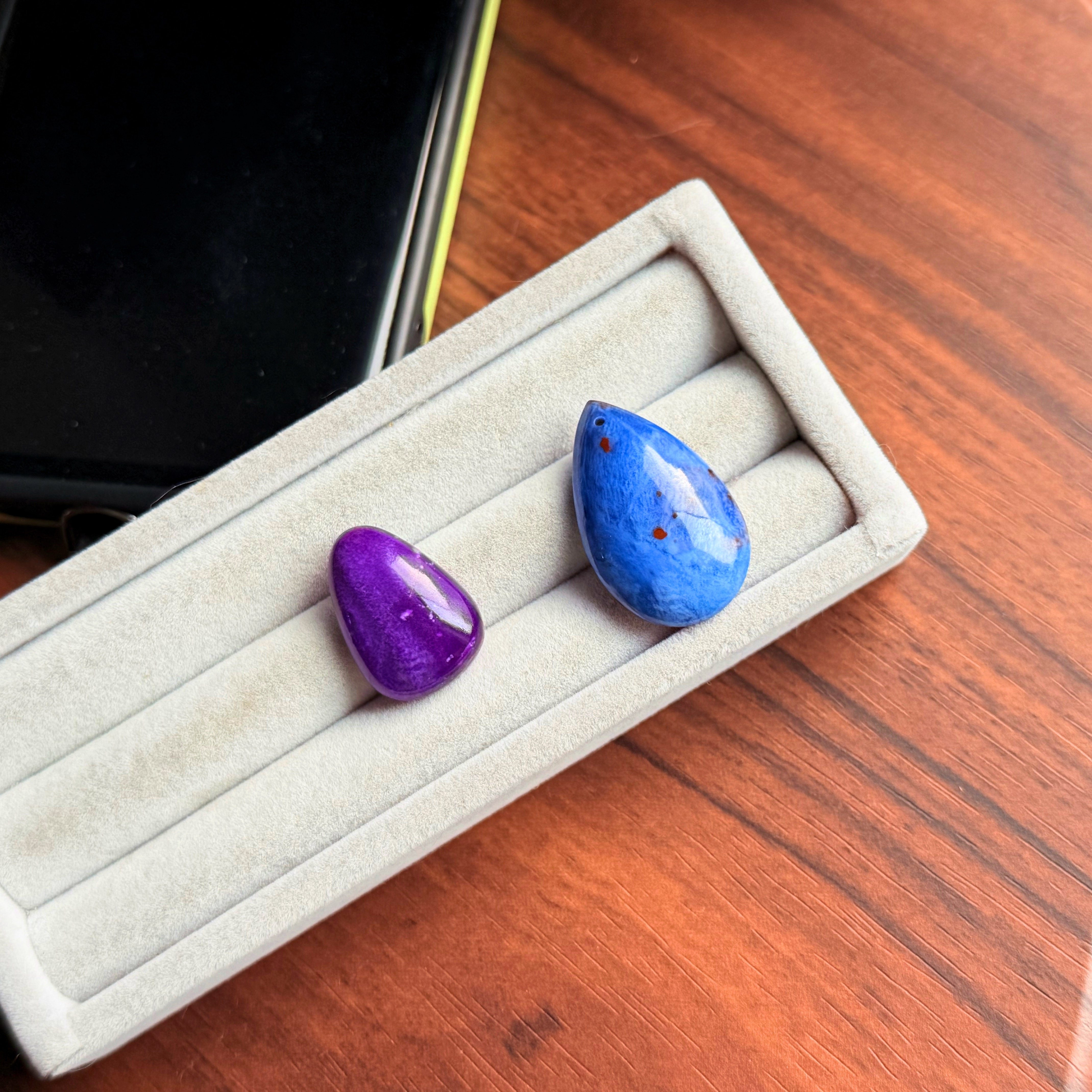 真正压箱底纯南非老矿料纯紫地球蓝舒俱来吊坠裸石可打孔实拍