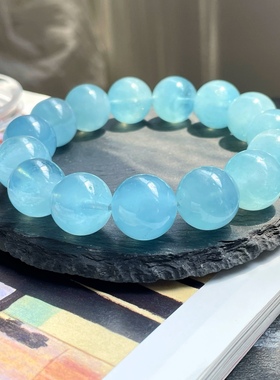 天然海蓝宝水晶手链男女通用珠串