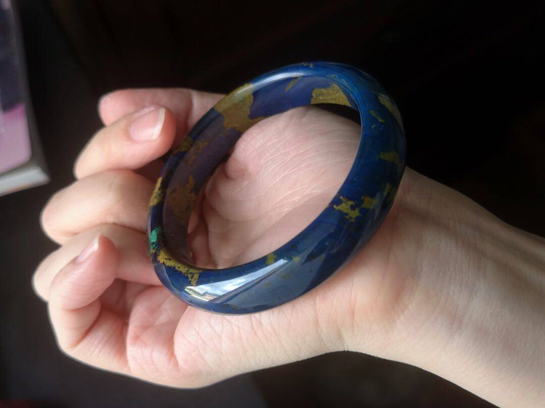 梵高星月夜 现货水晶矿物手镯蓝铜矿特色宝蓝女款手镯孤品可收藏