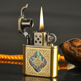 ZORRO佐罗煤油防风打火机老九门-花语彩贝黄铜外壳送老公生日礼物