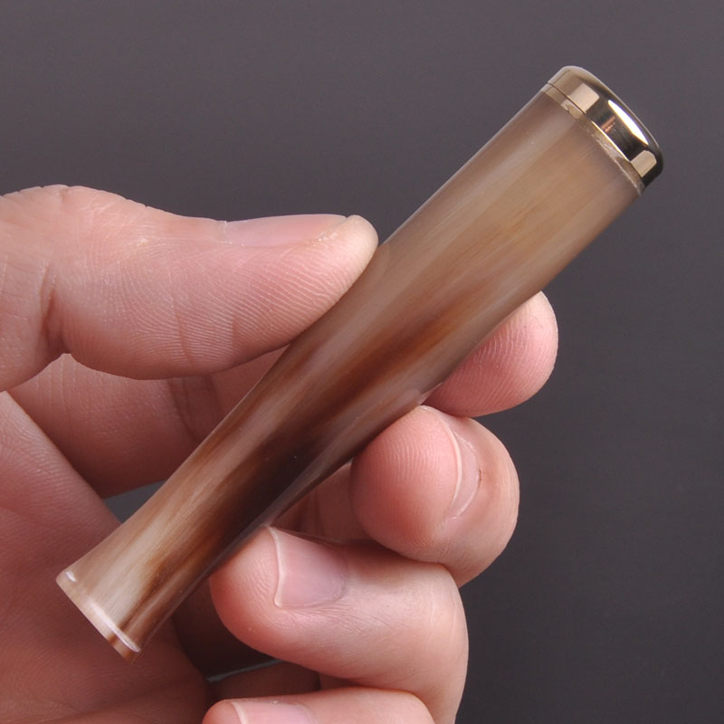 天然正品非洲牦牛角烟嘴3CM加长拉杆过滤芯烟具循环使用保健7.5-8