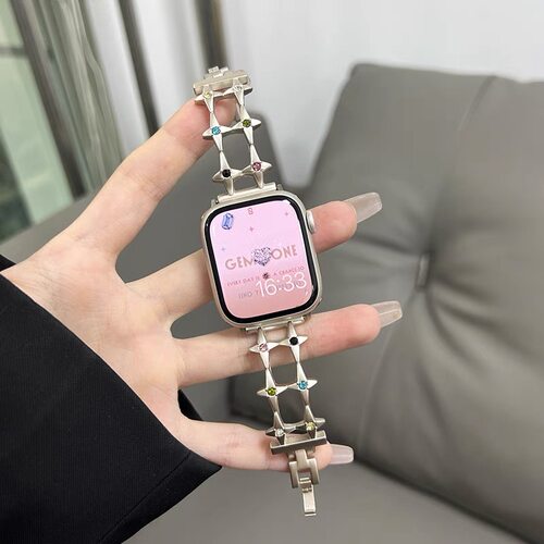 华子彩钻金属手镯式iWatch表带女