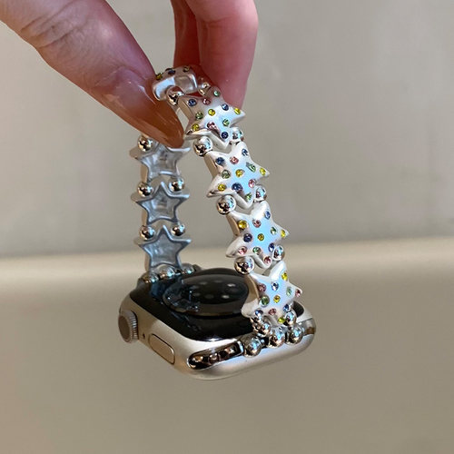 适用夏天弹力彩钻星星iwatch表带