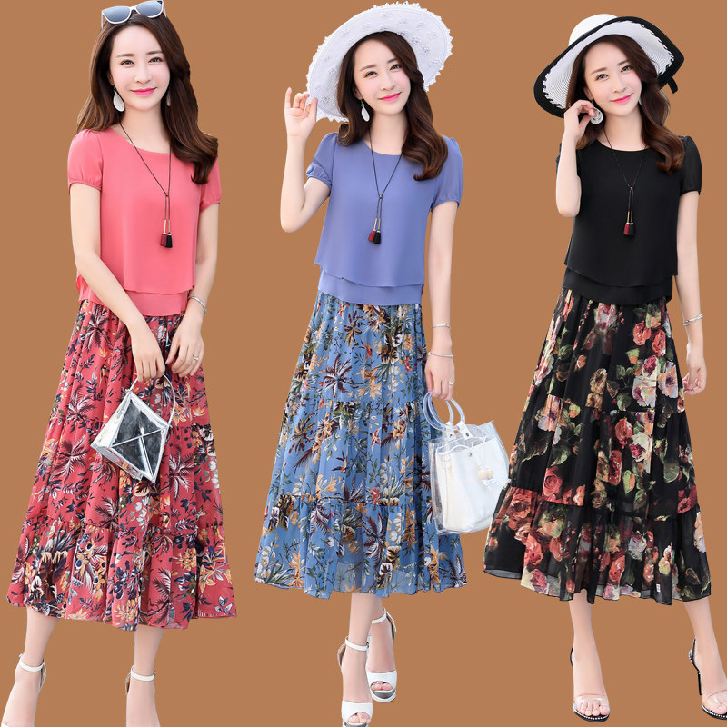 夏装古贝莎台湾高档女装水云间品两件套真丝雪纺连衣裙女