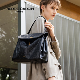 皮尔卡丹女包复古高级托特包牛皮通勤真皮大容量腋下单肩斜挎包