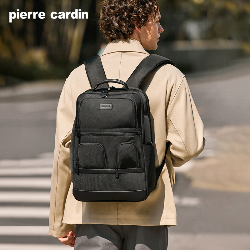 皮尔卡丹商务通勤男士双肩包