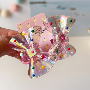 韩国甜美彩绘波点蝴蝶结发绳儿童发饰女孩扎马尾头绳可爱绕绕皮筋