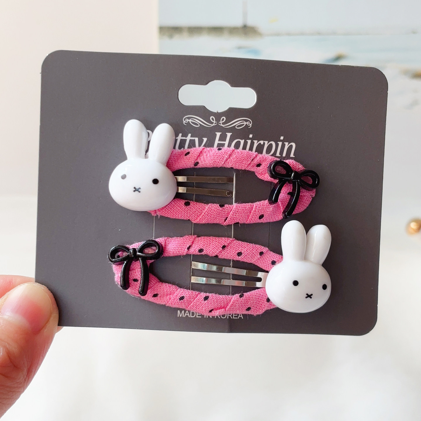 韩国进口可爱ins风兔子发夹 女童波点BB夹宝宝刘海碎发卡儿童发饰