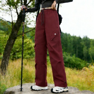 骆驼骑师软壳冲锋裤男女2026新款春季工装裤户外运动裤休闲长裤女