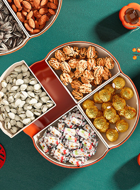 B过年柿柿如意柿子果盘干果盒家用客厅坚果盘节日装零食水果盘