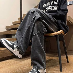 美式 男款 长裤 阔腿牛仔裤 工装 高街男生裤 宽松直筒2025年新款 子春款