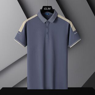 夏季polo衫男款短袖2025新款拼色潮牌翻领冰丝感薄款大码男士T恤