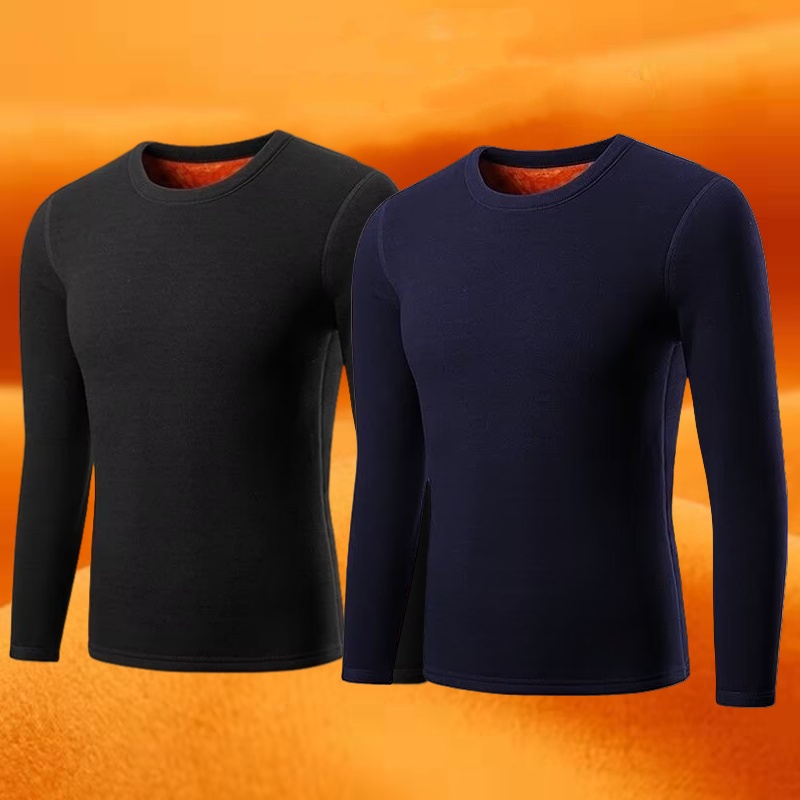 黄金绒冬季男士保暖内衣长袖t恤圆领加绒加厚打底衫青年内穿秋衣