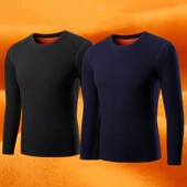 t恤圆领加绒加厚打底衫 保暖内衣长袖 青年内穿秋衣 男士 黄金绒冬季