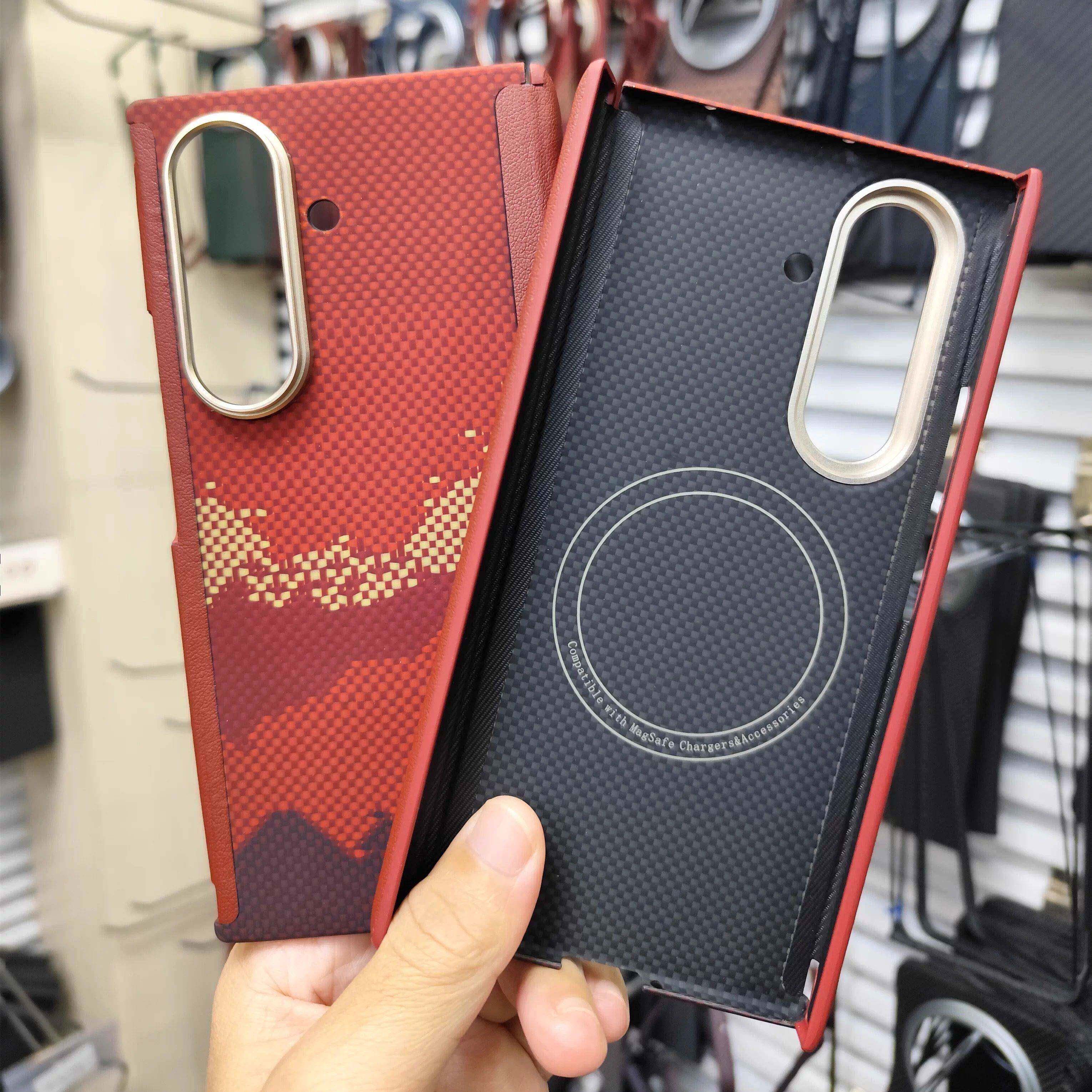 正品适用三星ztri fold三折叠手机保护壳凯夫拉纤维双中轴铰链全包磁吸magsafe日照金山红新年过年喜庆女超薄