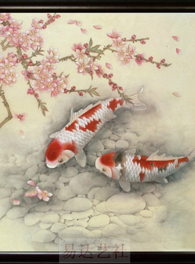 鲤鱼连年有余瓷板画