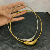 钛钢项链不掉色高级冷淡金属风弧形弯管吊坠设计项圈时尚 百搭颈链