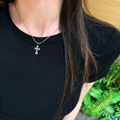 钛钢不掉色女十字架满钻项链ins风气质百搭锁骨链女小众双面颈链