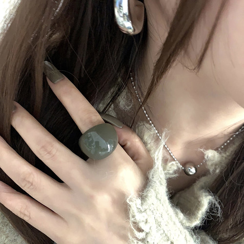 透明复古树脂戒指女小众百搭