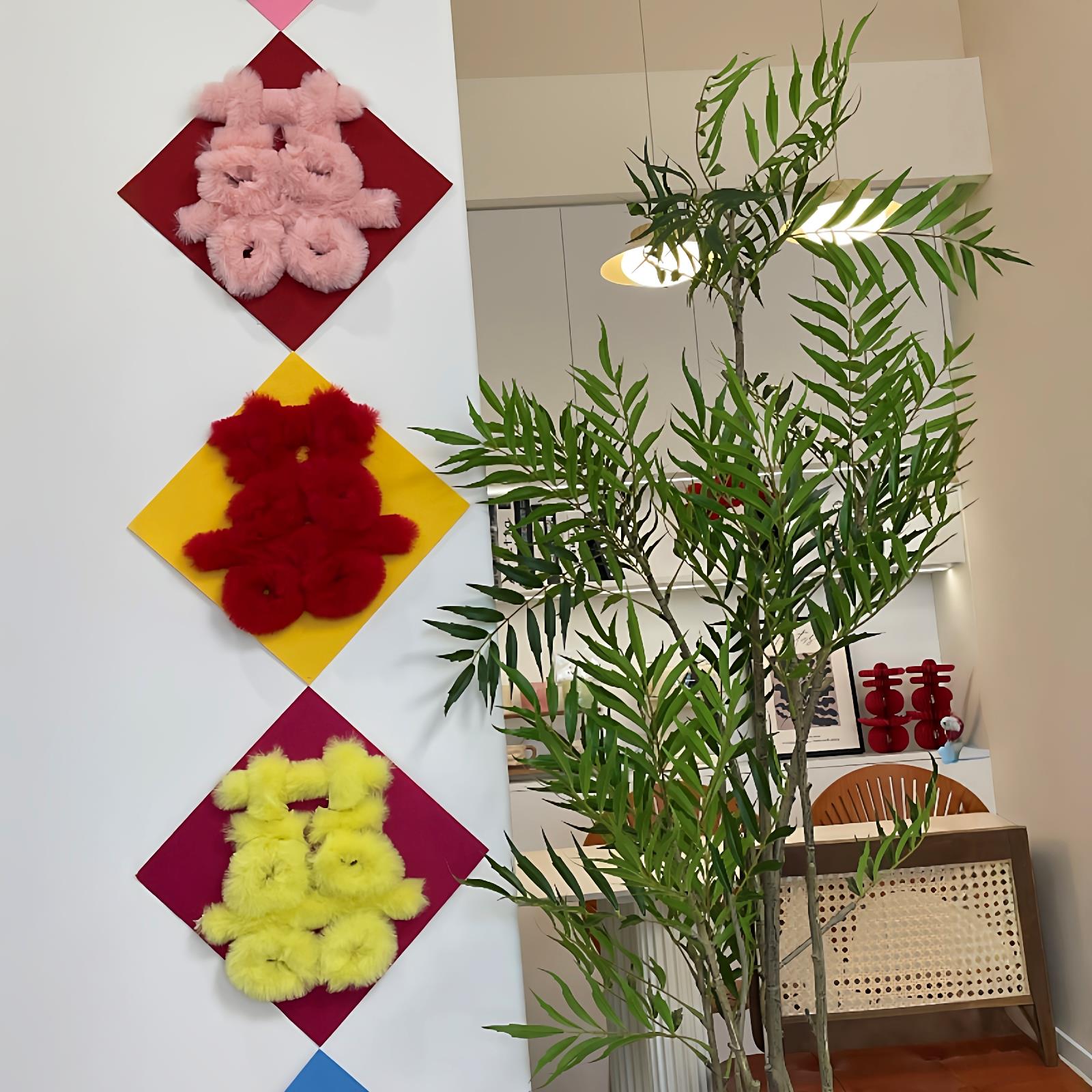 毛茸茸的多巴胺多巴胺毛绒绒喜字贴手工diy材料创意结婚房布置装