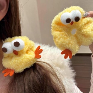 可爱毛绒小鸡大肠发圈丑萌小鸡仔百搭马尾丸子头甜美搞怪发绳头饰