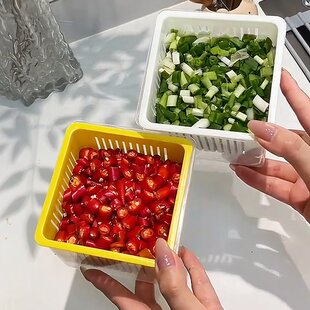 葱姜蒜保鲜盒冰箱家用葱花姜片大蒜收纳盒密封盖不占空间沥水盒