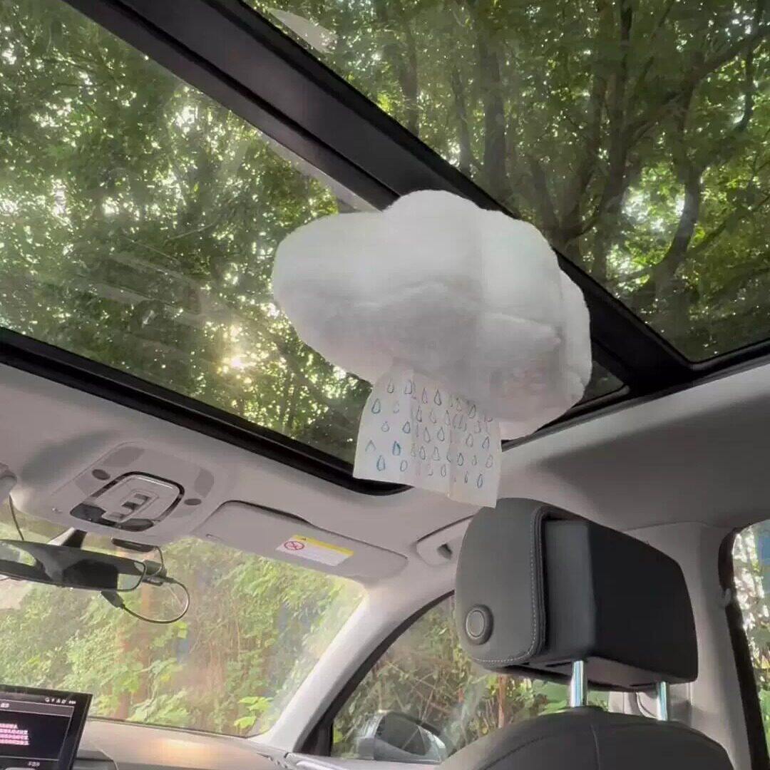 云朵车载纸巾盒磁吸悬挂汽车纸巾套车内高颜值天窗可爱毛绒抽纸盒