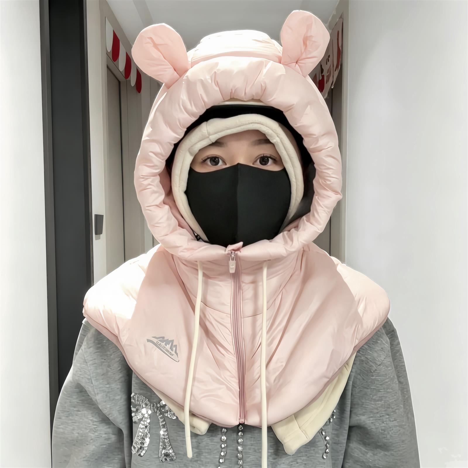 过冬硬装备~骑行面罩冬季户外护颈防寒保暖加厚护耳帽男女连体帽