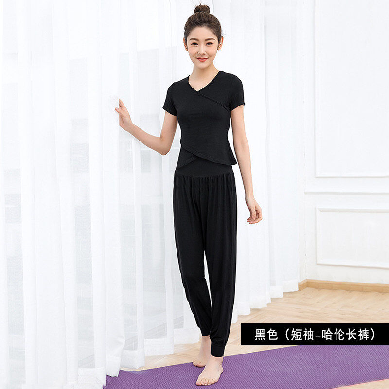 舞韵瑜伽服套装女夏季健身高端2021新款宽松运动瑜加遮肉白色黑色