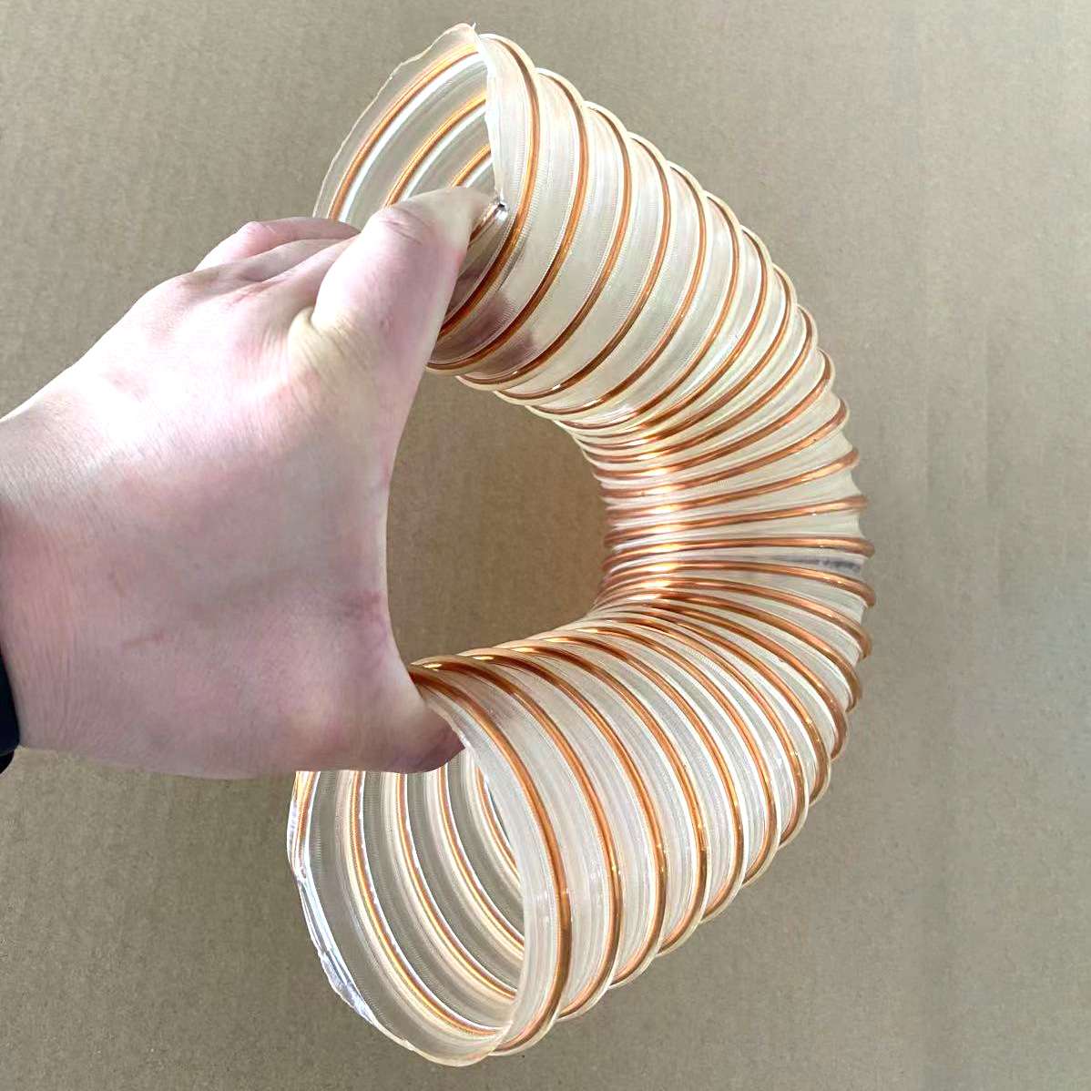 GREATFLEX大口径加厚透明PU聚氨酯风管镀铜钢丝软管可吸颗粒TP10